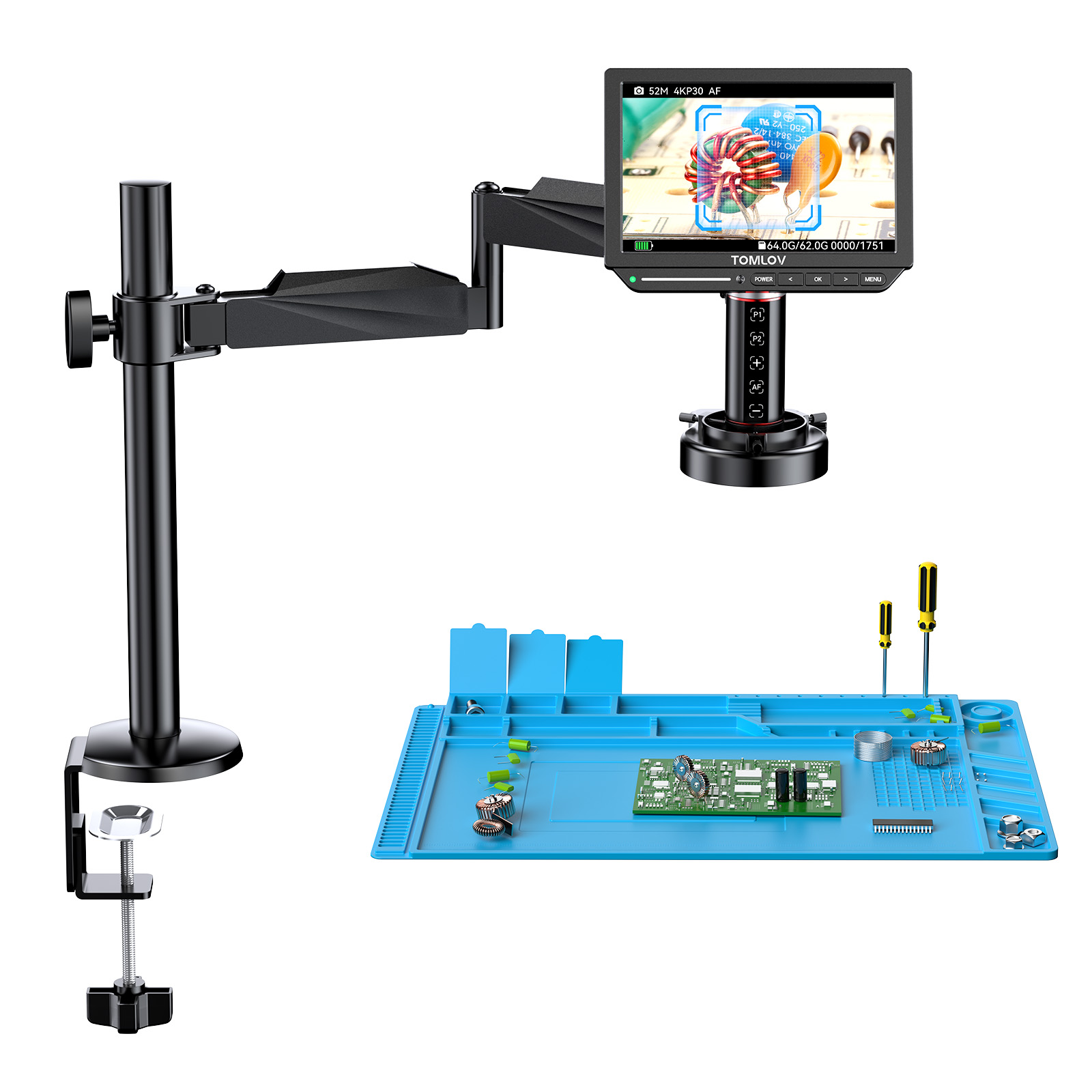 Digital Microscope 4K Hdmi 2000X - Mikroskop cyfrowy TOMLOV 4K z autofokusem,
