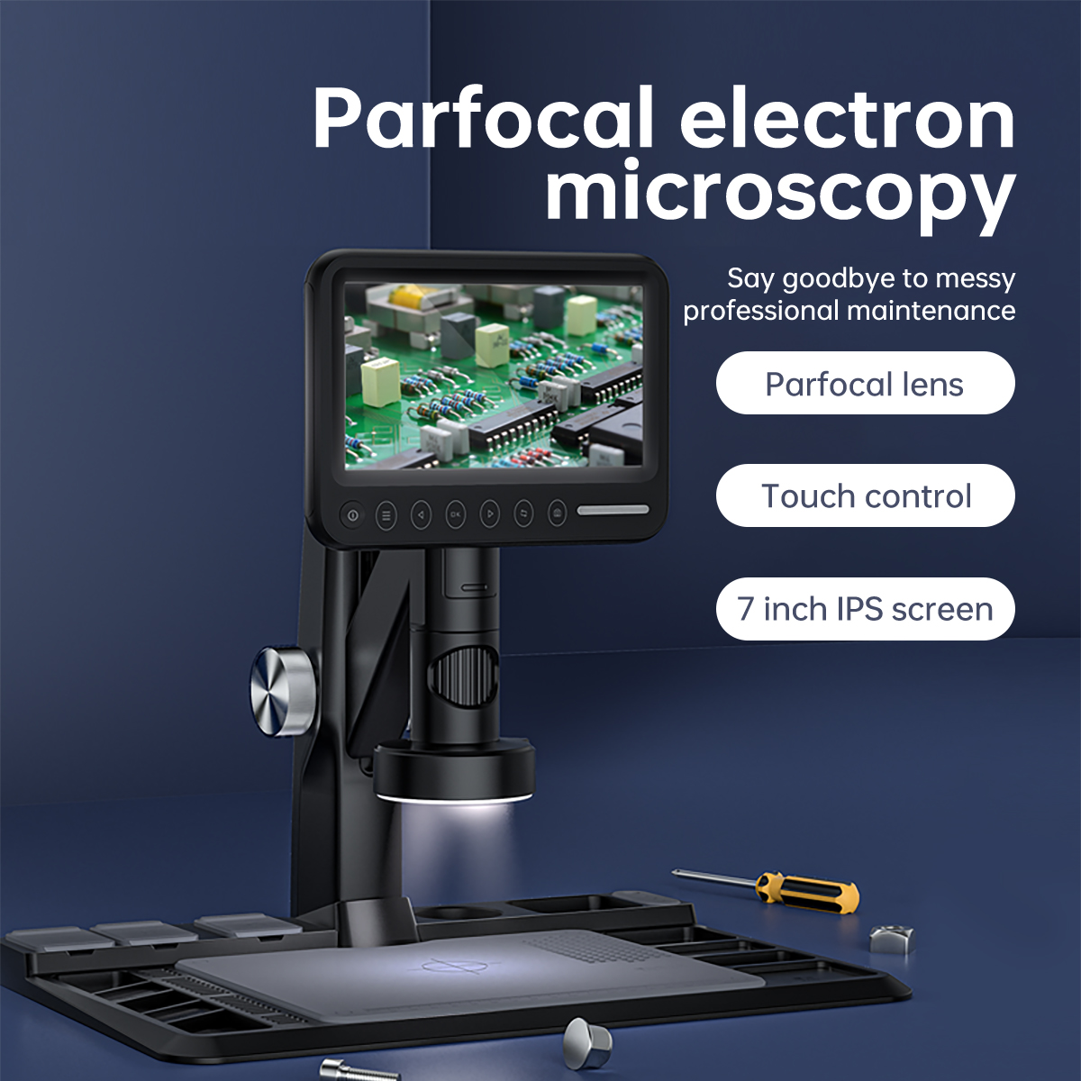 Digital Microscope With Screen 7 Inch - 7-calowy ekran dotykowy, kąt widzenia 178