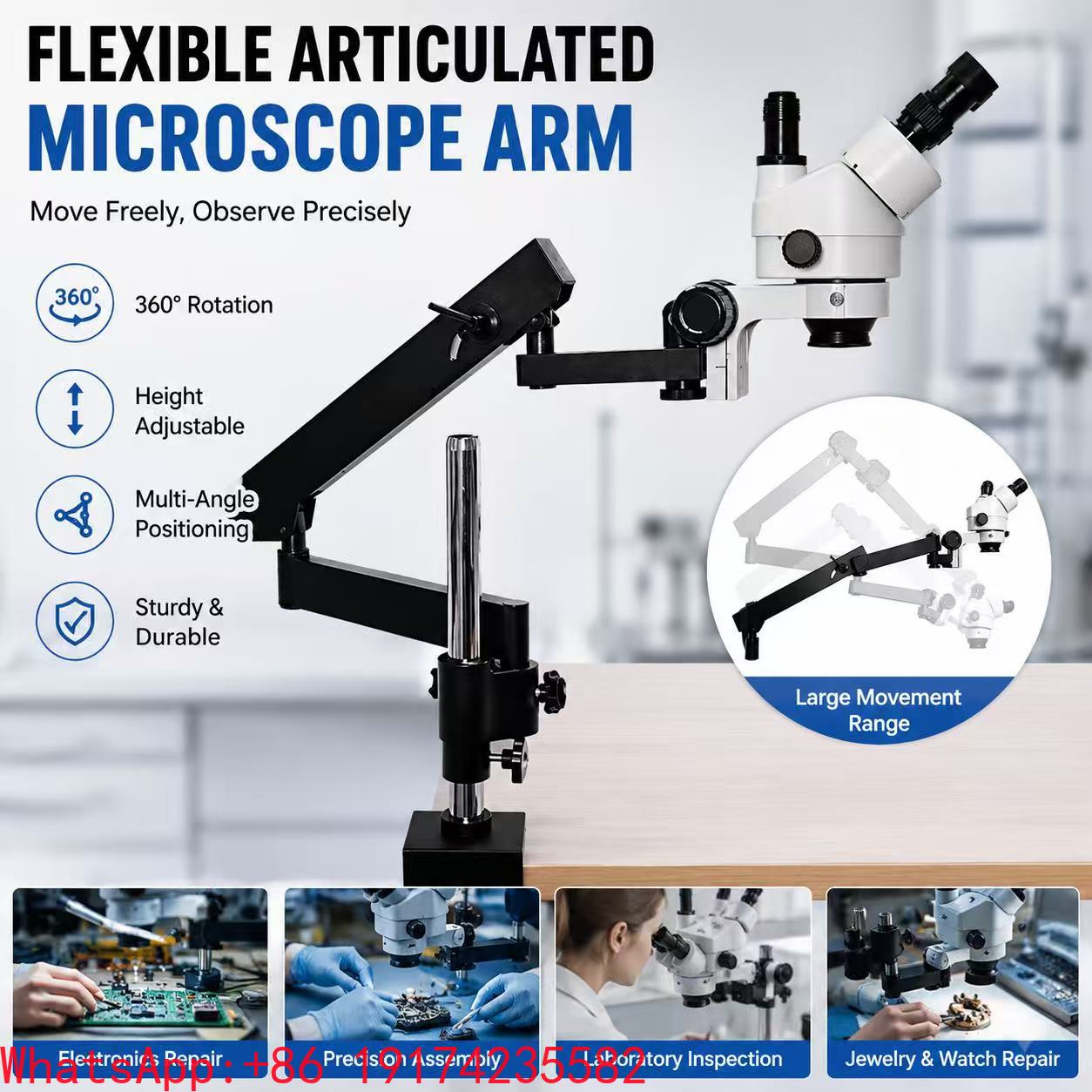 Microscope Boom Stand Articulating - Elastyczny, ruchomy, przegubowy statyw z dużym