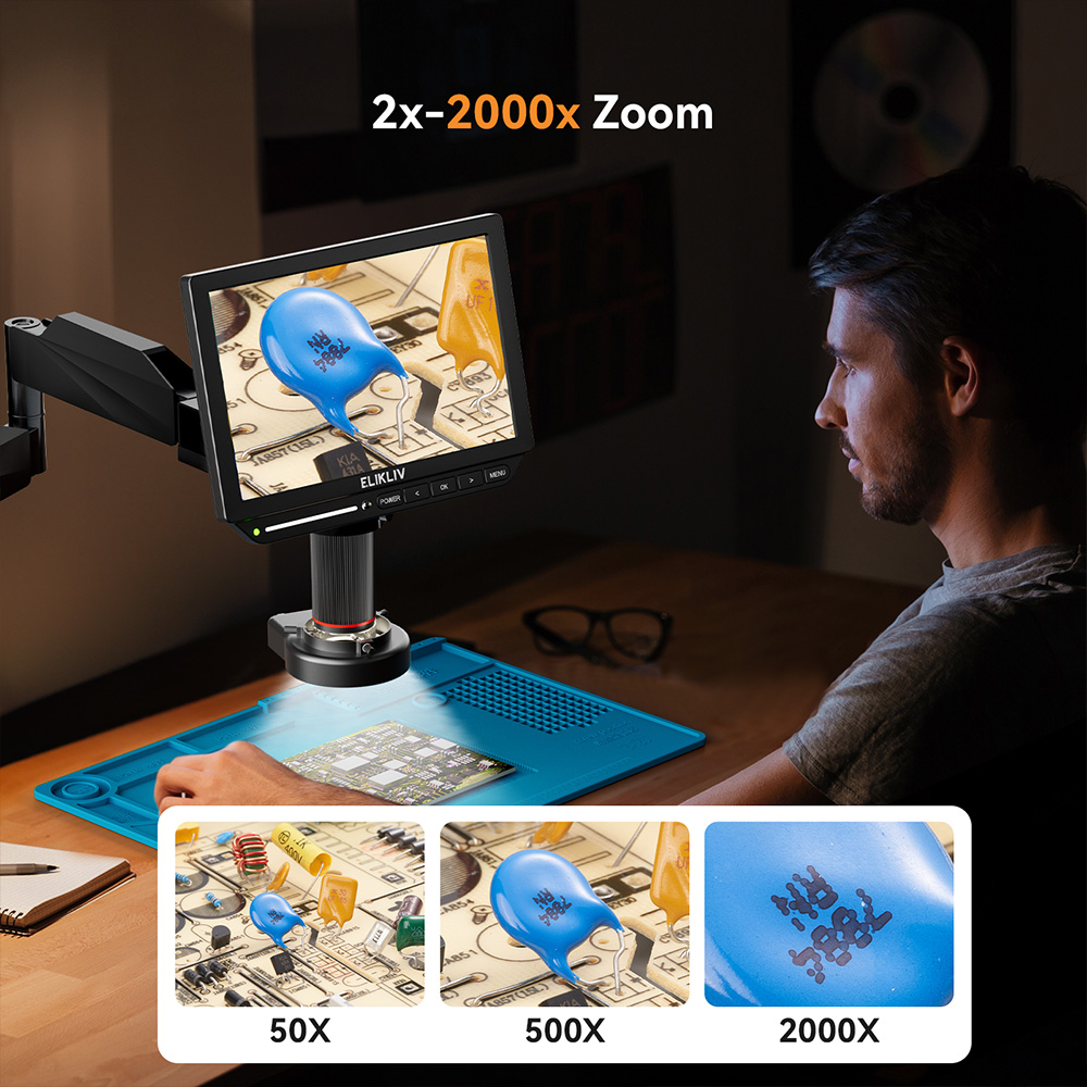 Digital Microscope 4K Hdmi 2000X - Mikroskop cyfrowy ELIKLIV EM4K Flex 2000X