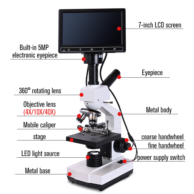 Profesjonalny mikroskop biolog – Digital Microscope With Screen 7 Inch recenzja i cena